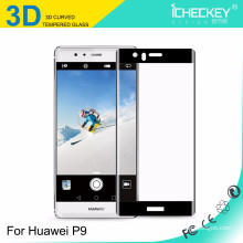 2016 protector de pantalla de cristal templado Anti-Huella 3D 0.26mm para Huawei P9